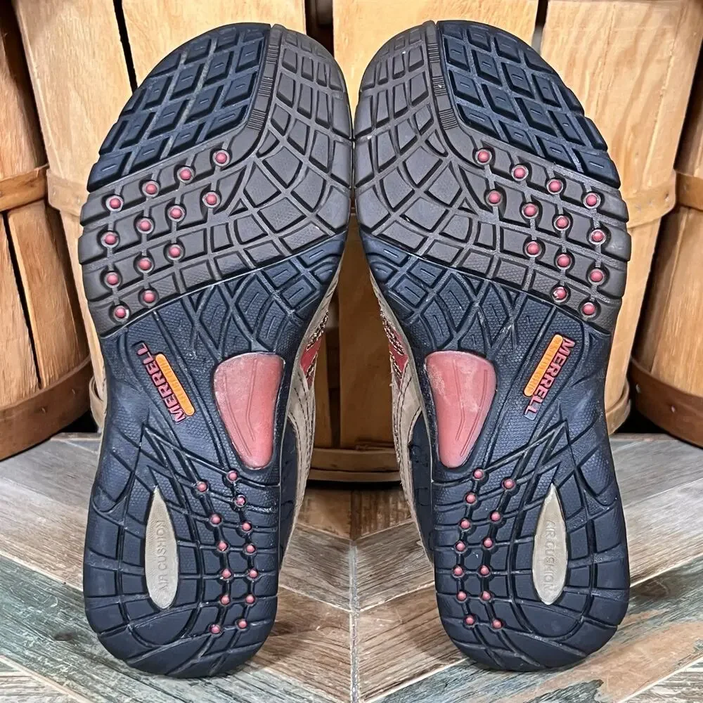 Merrell Azura Waterproof Dark Earth Brown Red Leather Hiking Shoes Womens Size 7